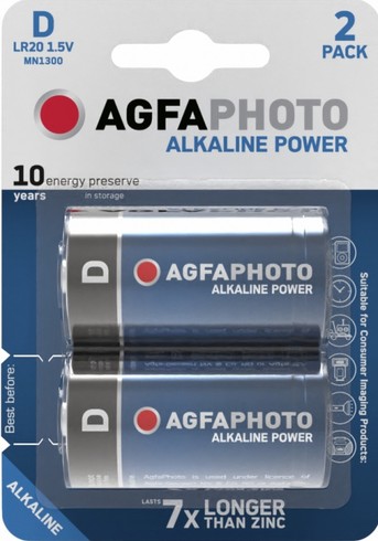 Patareid Agfaphoto Alkaline LR20-1,5V-2tk pakendis
